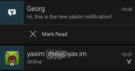 New yaxim notification