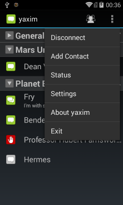 Contact options (light theme)