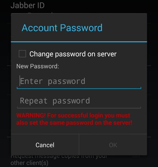 local password change dialog