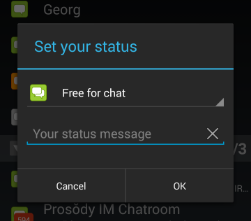 new status dialog